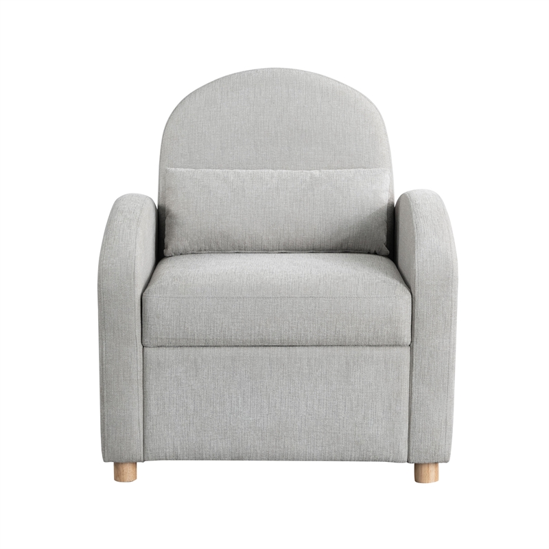 Serta Tracy Convertible Chair in Light Gray Chenille Fabric Upholstery
