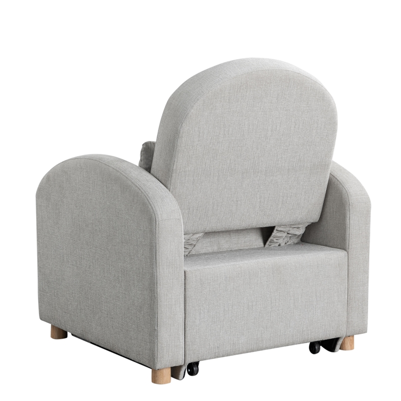 Serta Tracy Convertible Chair in Light Gray Chenille Fabric Upholstery