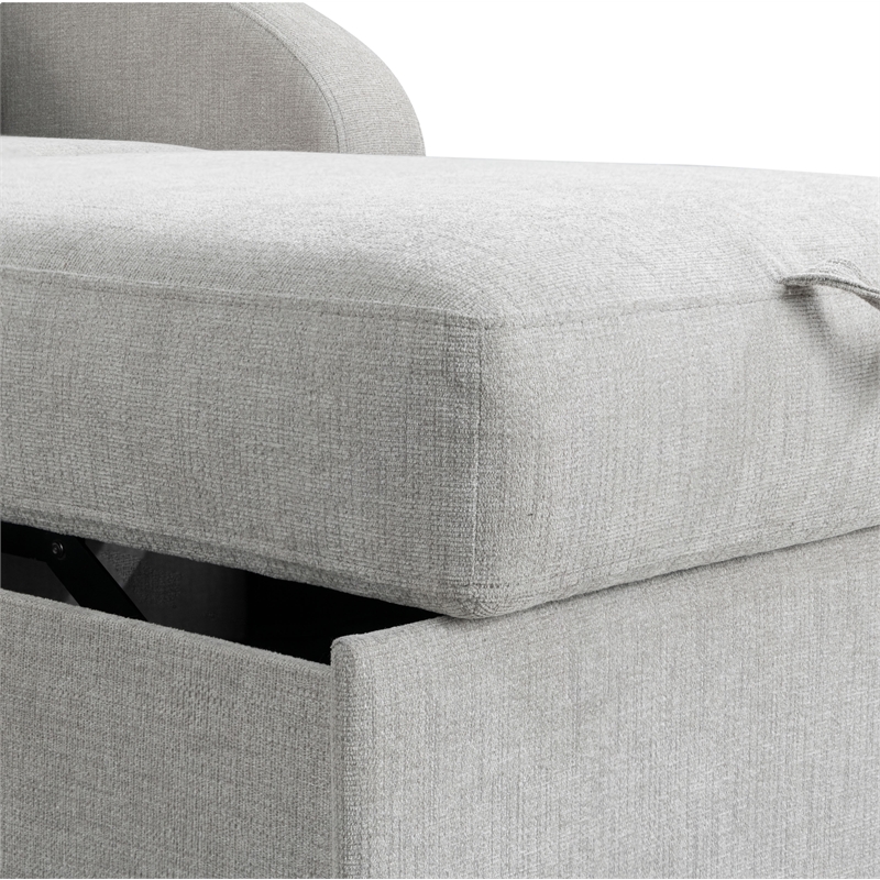 Serta Tracy Convertible Chair in Light Gray Chenille Fabric Upholstery