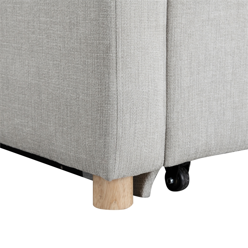 Serta Tracy Convertible Chair in Light Gray Chenille Fabric Upholstery