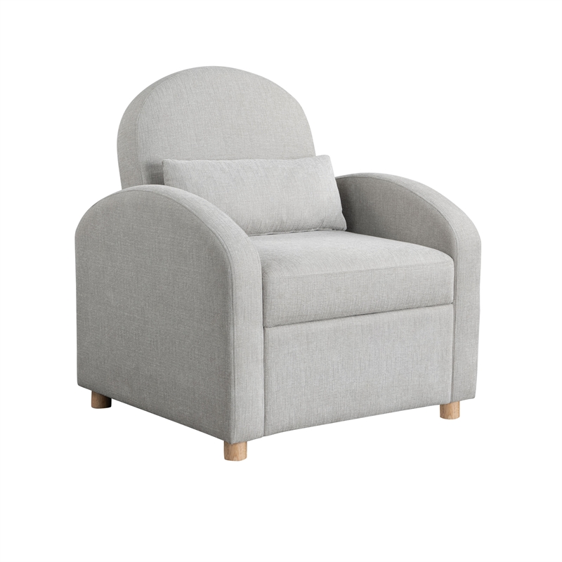 Serta Tracy Convertible Chair in Light Gray Chenille Fabric Upholstery