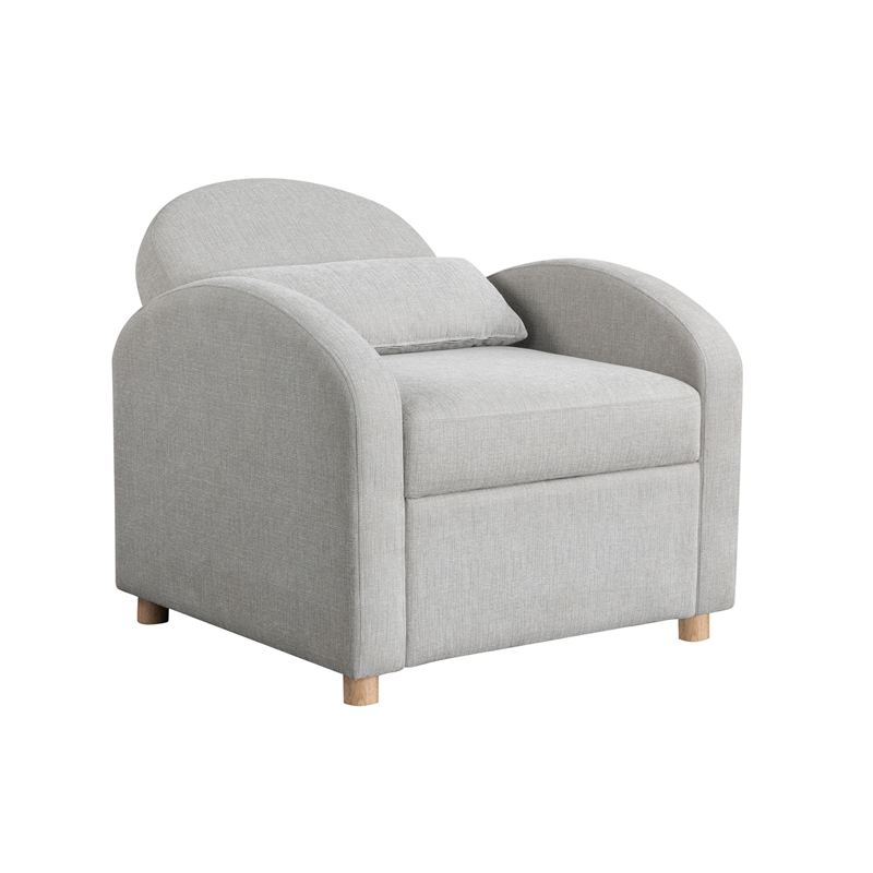 Serta Tracy Convertible Chair in Light Gray Chenille Fabric Upholstery
