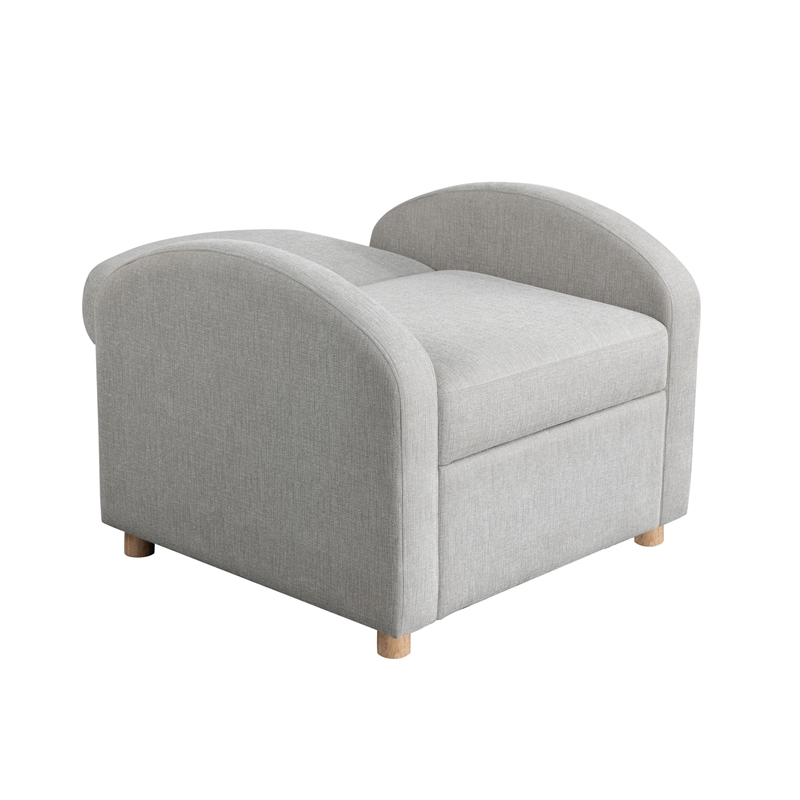 Serta Tracy Convertible Chair in Light Gray Chenille Fabric Upholstery