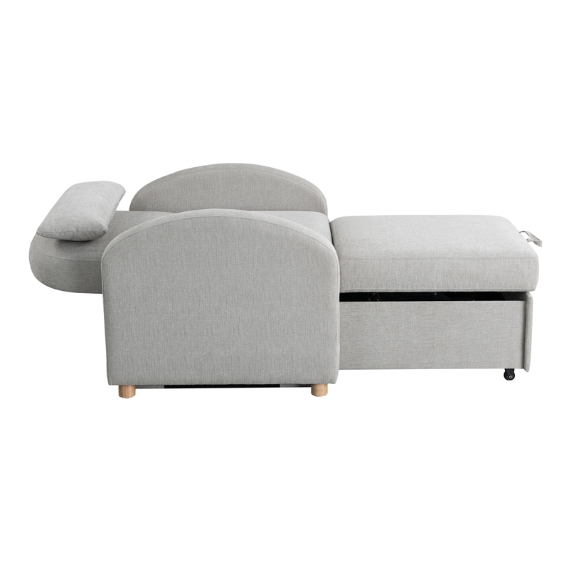 Serta Tracy Convertible Chair in Light Gray Chenille Fabric Upholstery