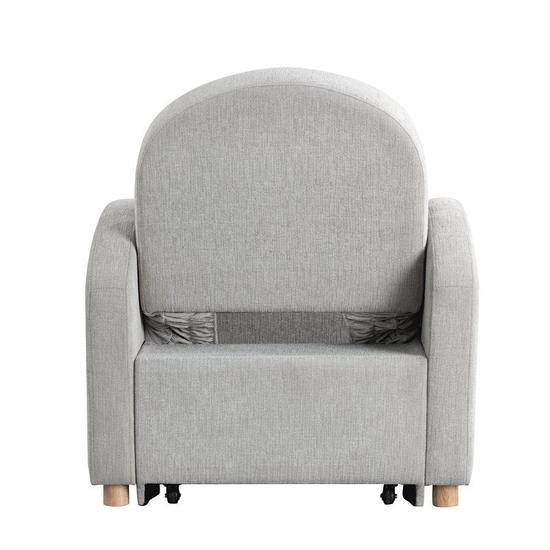 Serta Tracy Convertible Chair in Light Gray Chenille Fabric Upholstery