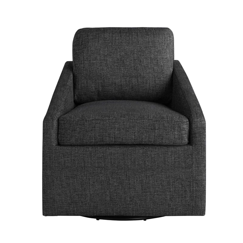 Studio Living Haven Swivel Accent Chair in Black Chenille Fabric Upholstery