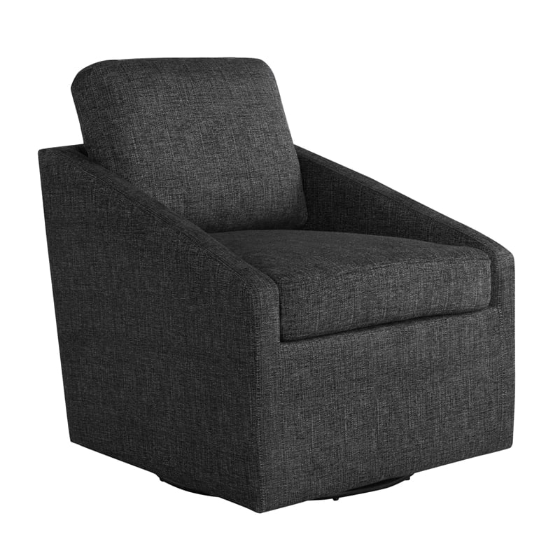 Studio Living Haven Swivel Accent Chair in Black Chenille Fabric Upholstery