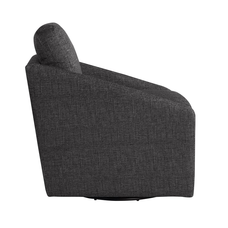Studio Living Haven Swivel Accent Chair in Black Chenille Fabric Upholstery