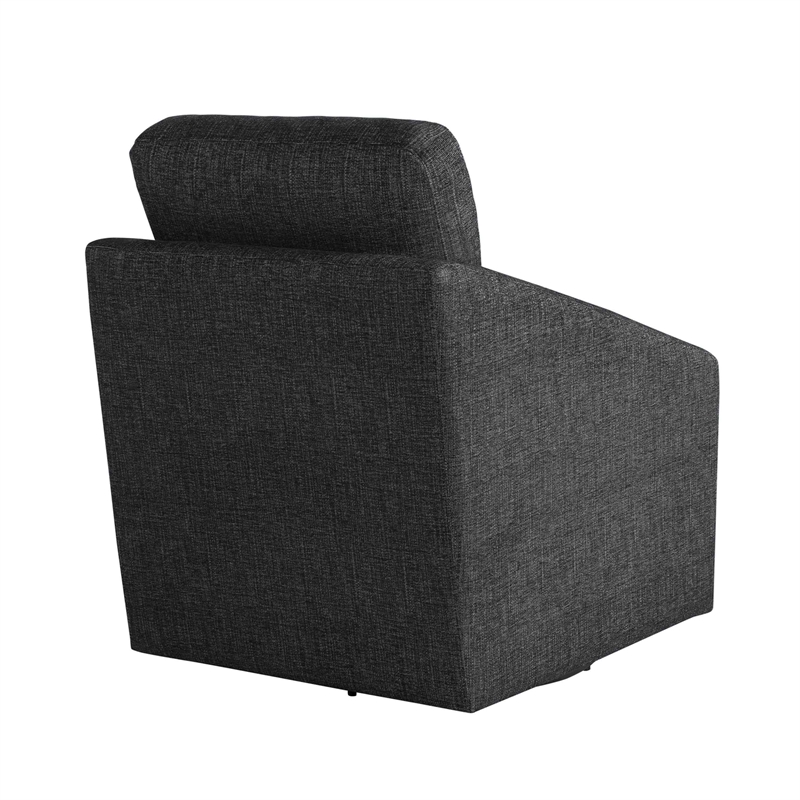 Studio Living Haven Swivel Accent Chair in Black Chenille Fabric Upholstery