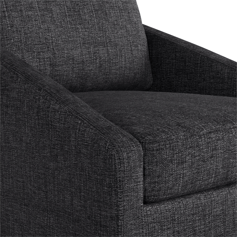 Studio Living Haven Swivel Accent Chair in Black Chenille Fabric Upholstery