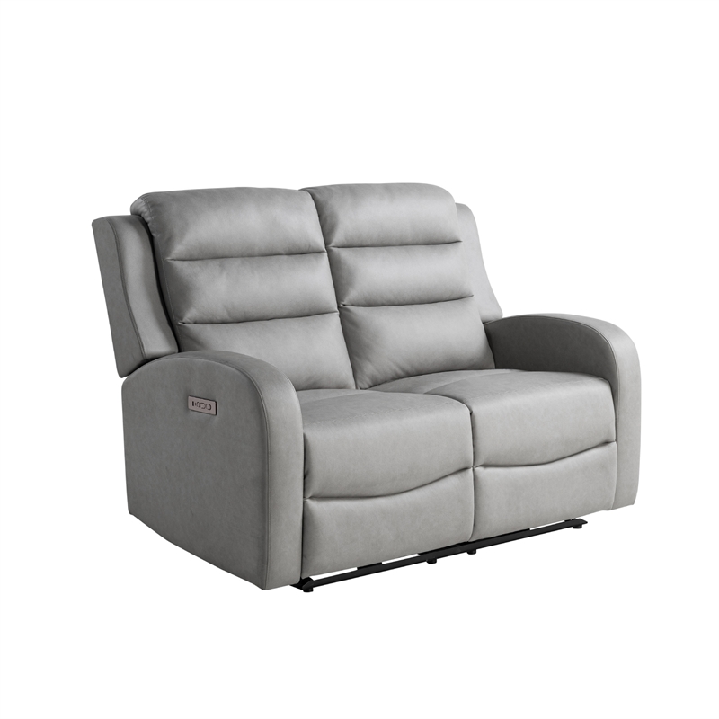 Relax A Lounger Ashland Power Recliner Loveseat in Gray Vegan Faux Leather