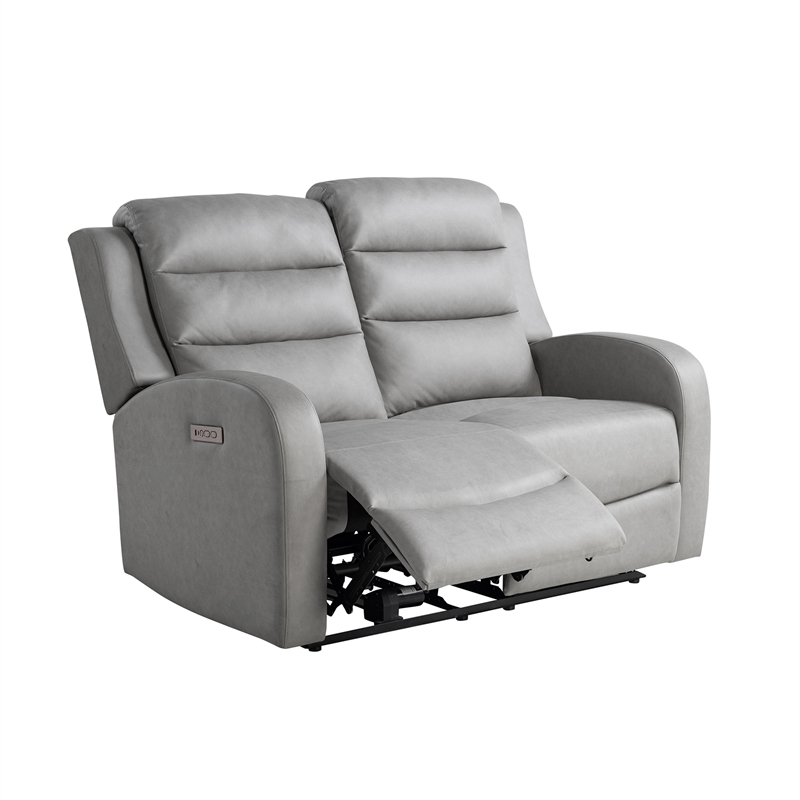 Relax A Lounger Ashland Power Recliner Loveseat in Gray Vegan Faux Leather
