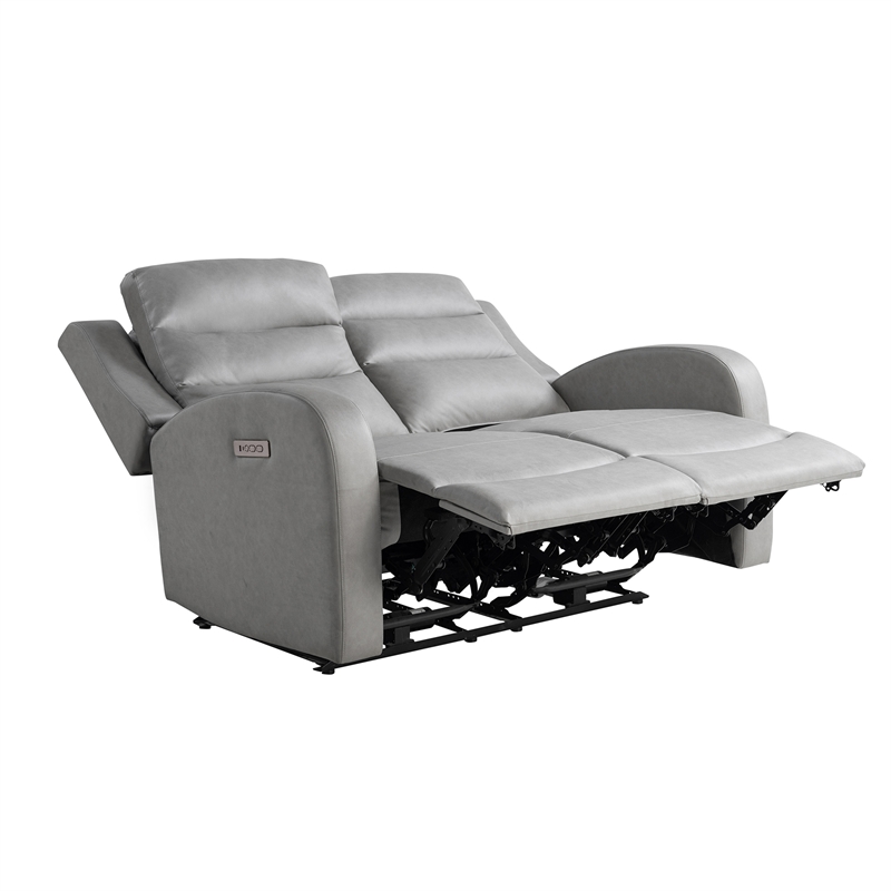 Relax A Lounger Ashland Power Recliner Loveseat in Gray Vegan Faux Leather