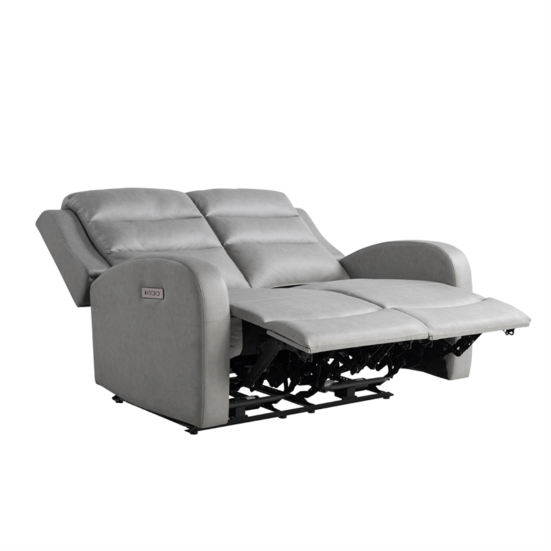 Relax A Lounger Ashland Power Recliner Loveseat in Gray Vegan Faux Leather