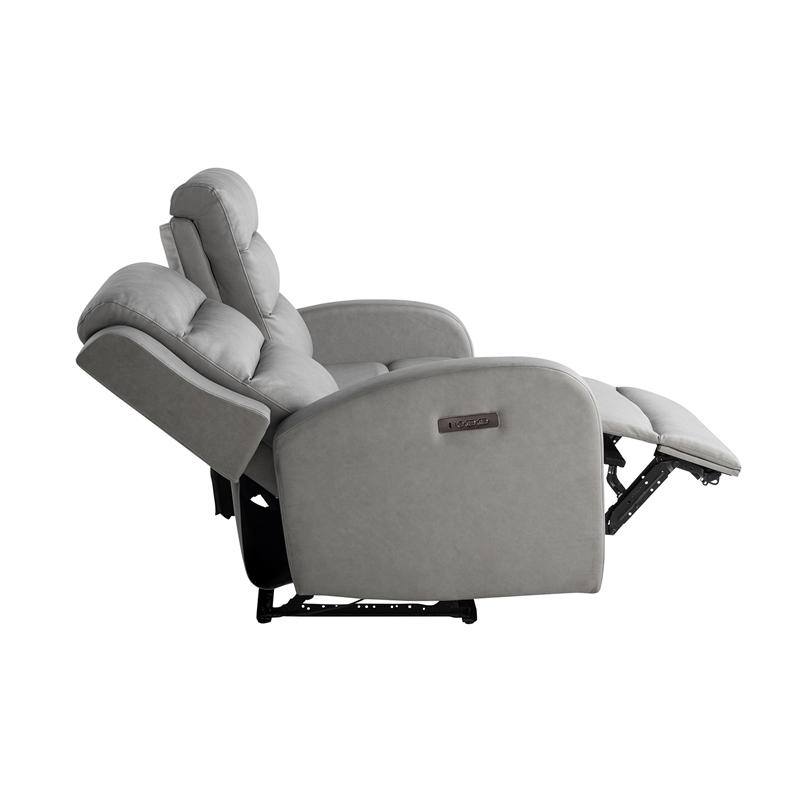 Relax A Lounger Ashland Power Recliner Loveseat in Gray Vegan Faux Leather
