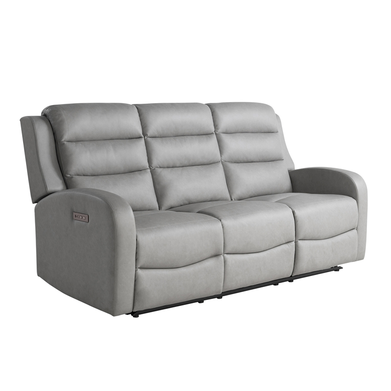 Relax A Lounger Ashland Power Recliner Sofa in Gray Vegan Faux Leather