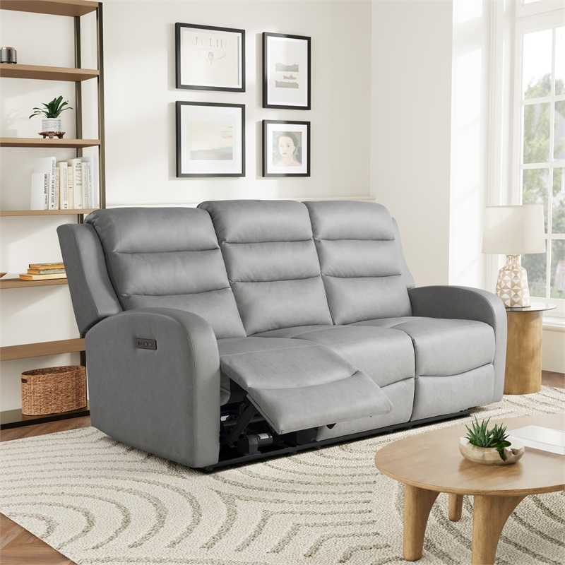 Relax A Lounger Ashland Power Recliner Sofa in Gray Vegan Faux Leather