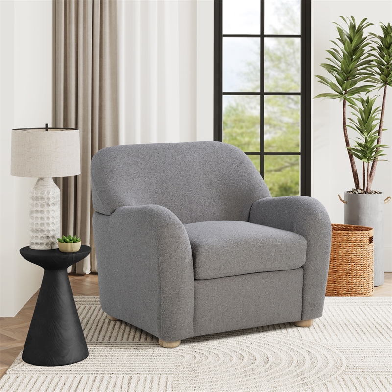 Studio Living Greenville Chair in Gray Boucle Fabric Upholstery