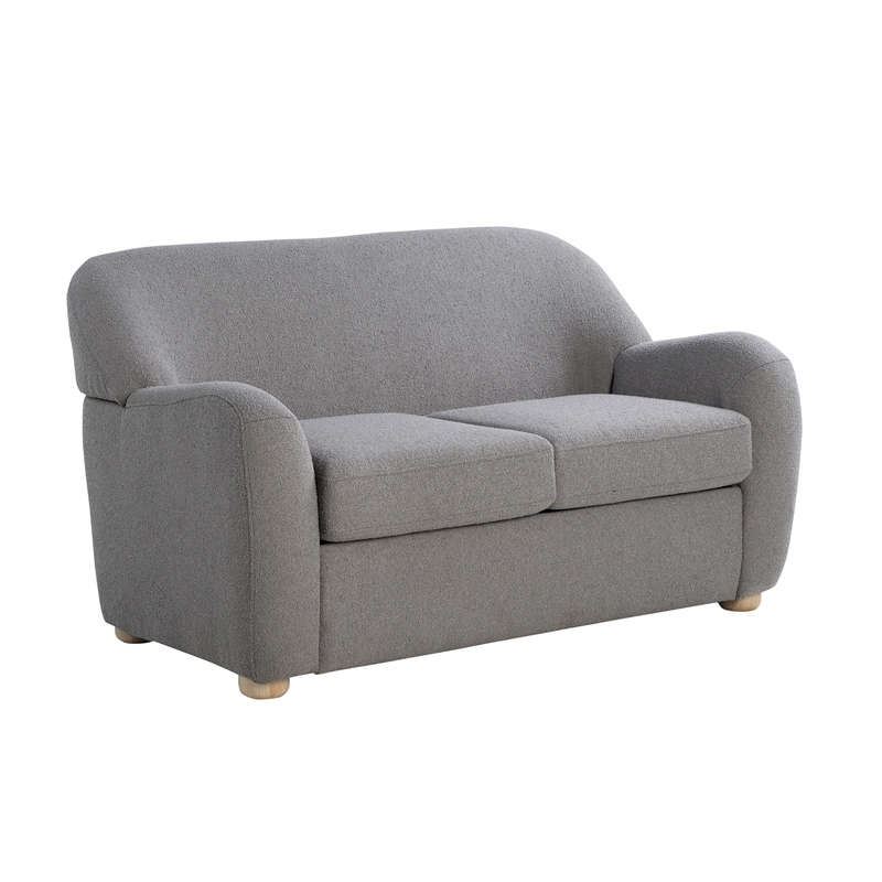Studio Living Greenville Loveseat in Gray Boucle Fabric Upholstery
