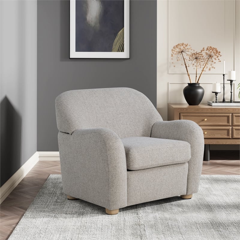Studio Living Greenville Chair in Pebble Gray Boucle Fabric Upholstery