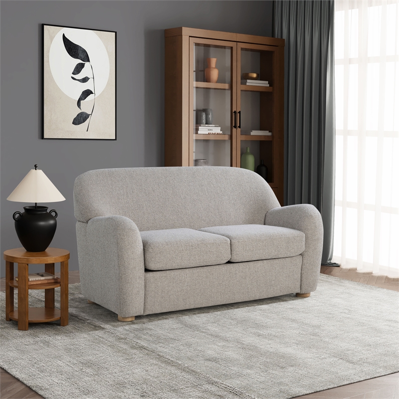 Studio Living Greenville Loveseat in Pebble Gray Boucle Fabric