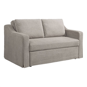 Serta Hathaway Convertible Loveseat in Taupe Woven Fabric Upholstery