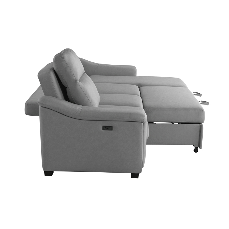 Relax A Lounger Princeton Sectional Recliner Sofa in Gray Vegan Faux Leather