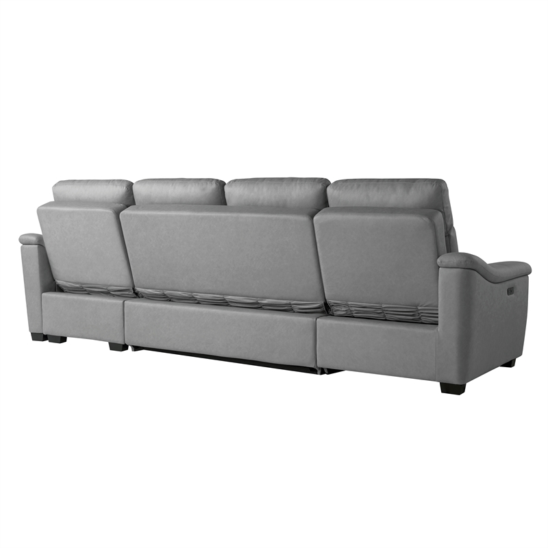 Relax A Lounger Princeton Sectional Recliner Sofa in Gray Vegan Faux Leather