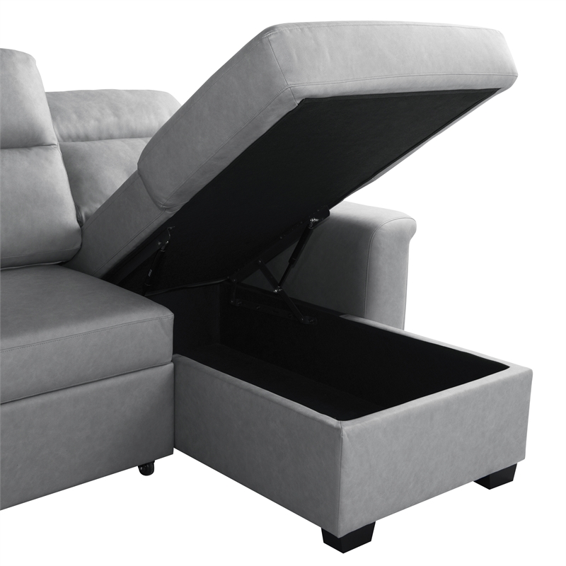 Relax A Lounger Princeton Sectional Recliner Sofa in Gray Vegan Faux Leather