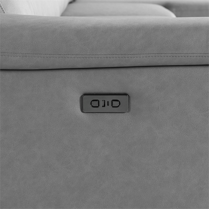 Relax A Lounger Princeton Sectional Recliner Sofa in Gray Vegan Faux Leather