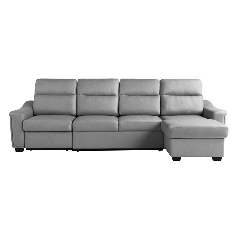 Relax A Lounger Princeton Sectional Recliner Sofa in Gray Vegan Faux Leather