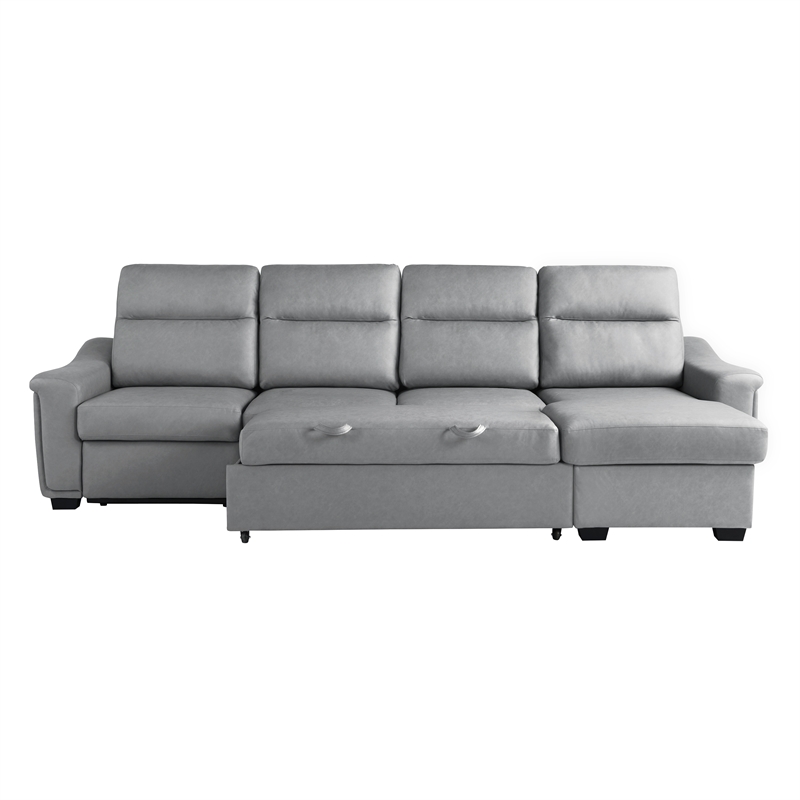 Relax A Lounger Princeton Sectional Recliner Sofa in Gray Vegan Faux Leather