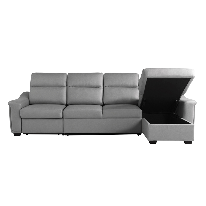 Relax A Lounger Princeton Sectional Recliner Sofa in Gray Vegan Faux Leather