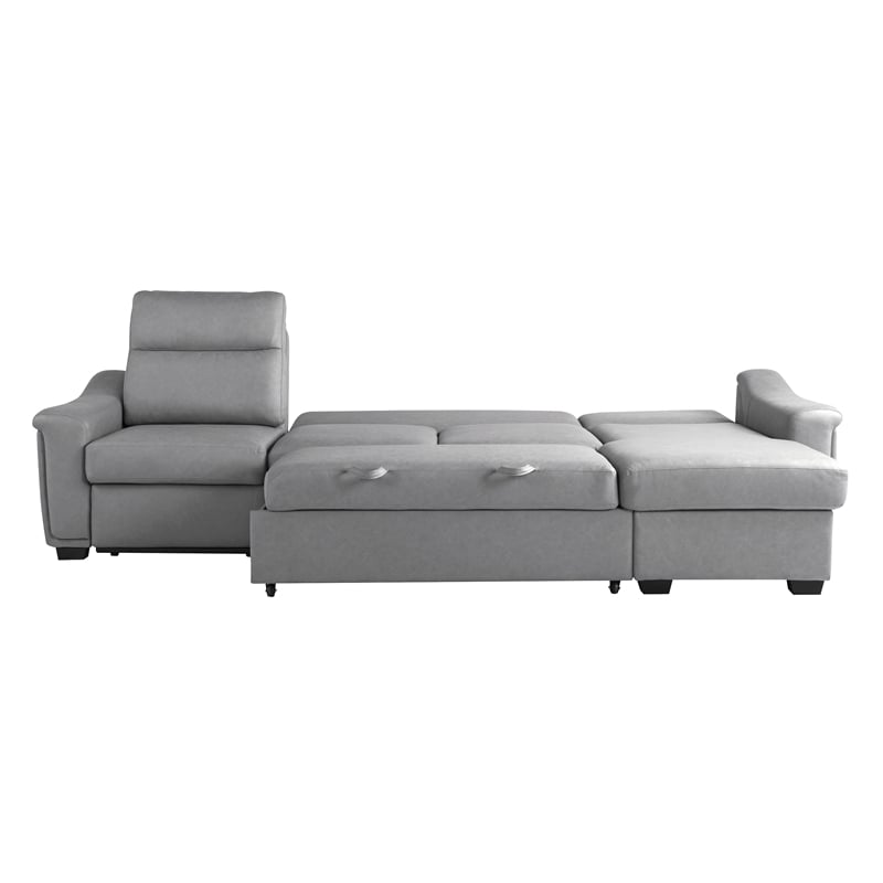 Relax A Lounger Princeton Sectional Recliner Sofa in Gray Vegan Faux Leather