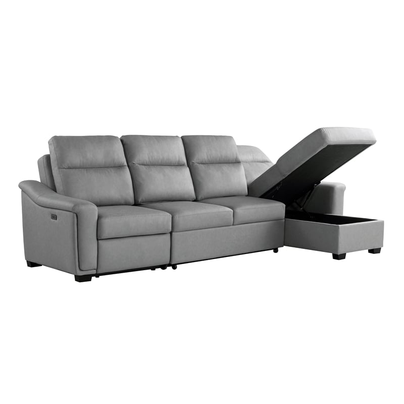 Relax A Lounger Princeton Sectional Recliner Sofa in Gray Vegan Faux Leather