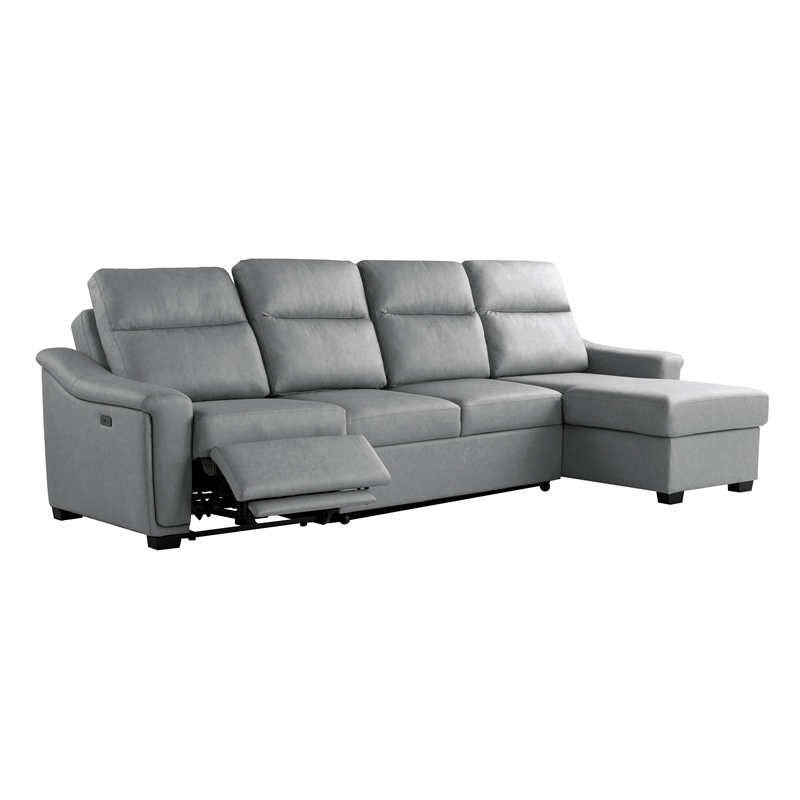 Relax A Lounger Princeton Sectional Recliner Sofa in Gray Vegan Faux Leather