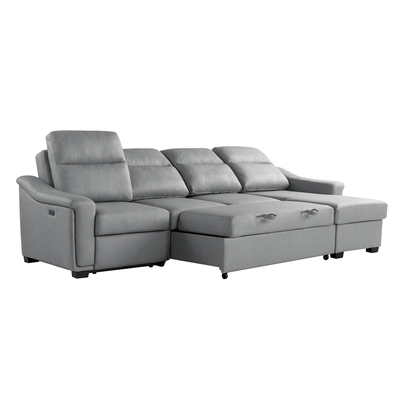 Relax A Lounger Princeton Sectional Recliner Sofa in Gray Vegan Faux Leather