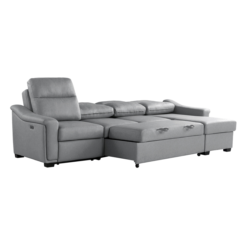 Relax A Lounger Princeton Sectional Recliner Sofa in Gray Vegan Faux Leather