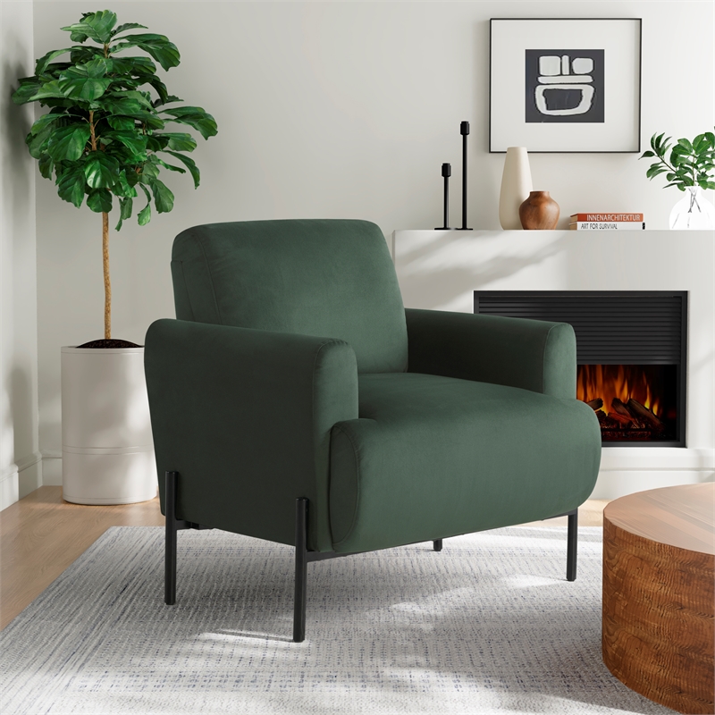 Studio Living Kensington Accent Chair in Green Velvet Fabric