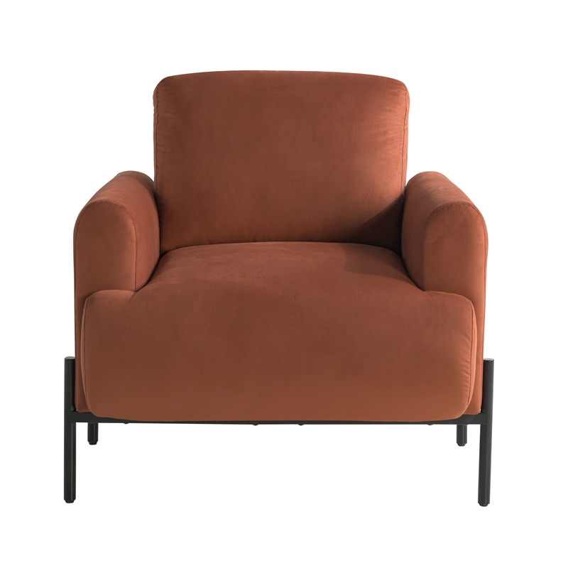 Studio Living Kensington Accent Chair in Rust Velvet Fabric Upholstery