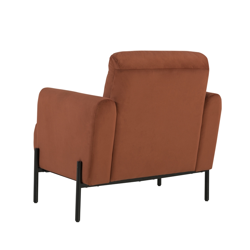 Studio Living Kensington Accent Chair in Rust Velvet Fabric Upholstery