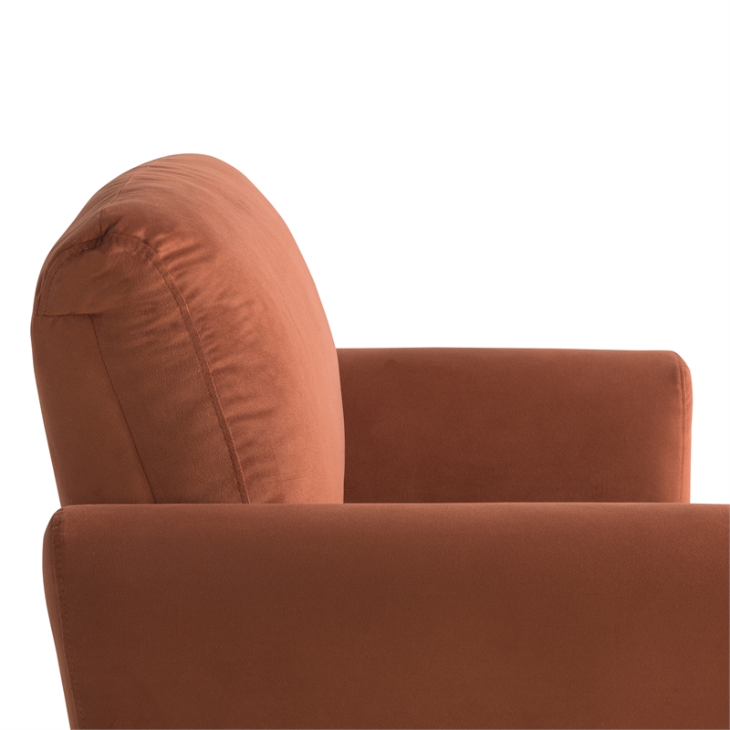 Studio Living Kensington Accent Chair in Rust Velvet Fabric Upholstery
