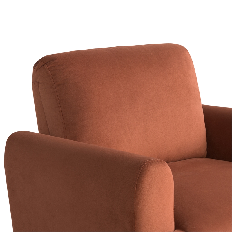 Studio Living Kensington Accent Chair in Rust Velvet Fabric Upholstery