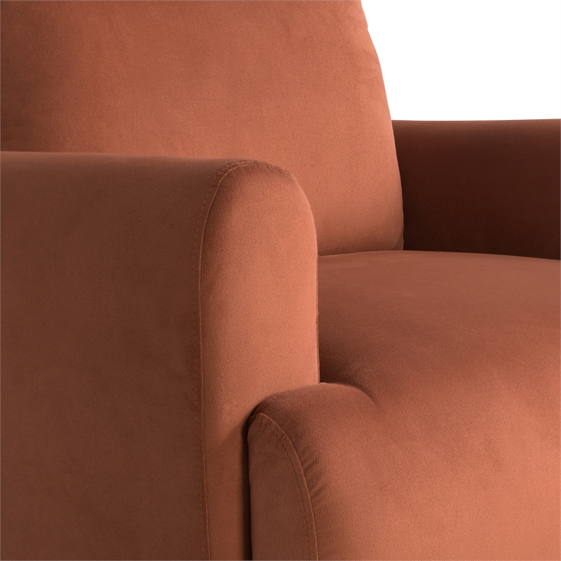 Studio Living Kensington Accent Chair in Rust Velvet Fabric Upholstery