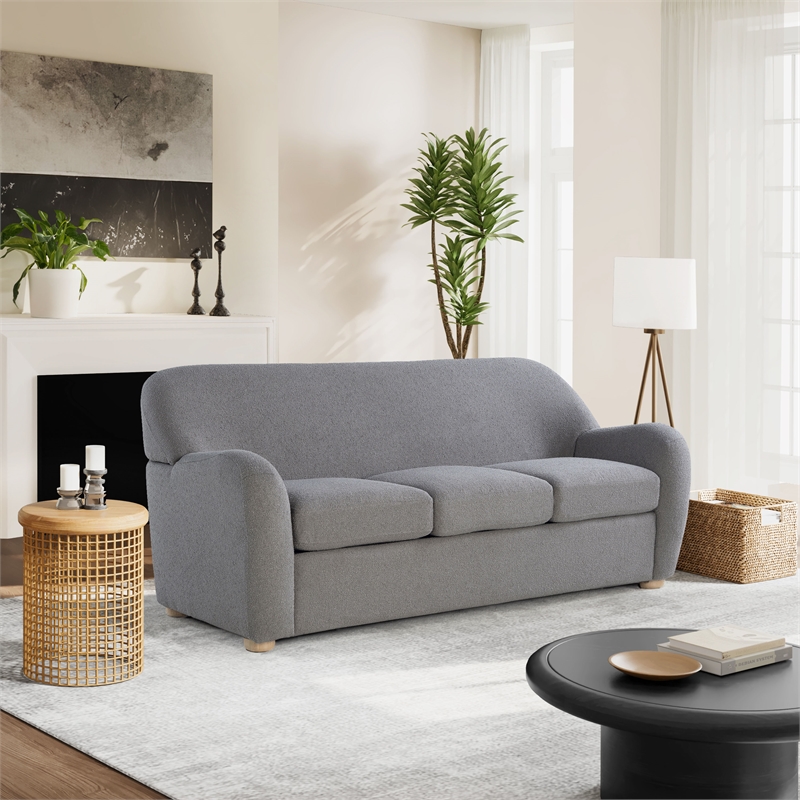 Studio Living Greenville Sofa in Gray Boucle Fabric Upholstery