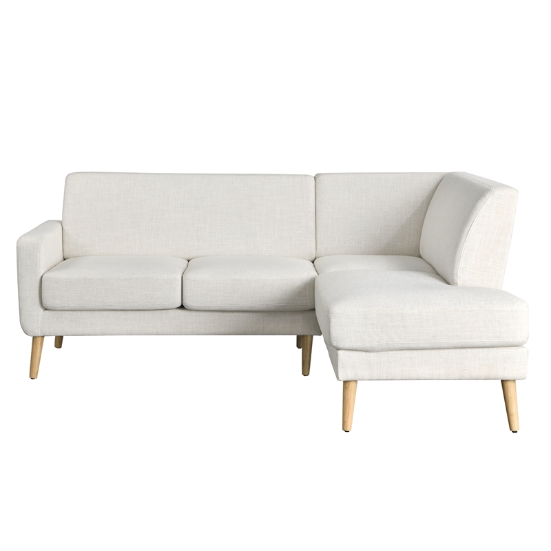 Studio Living Solano Bumper Sectional Sofa in Cream Woven Fabric