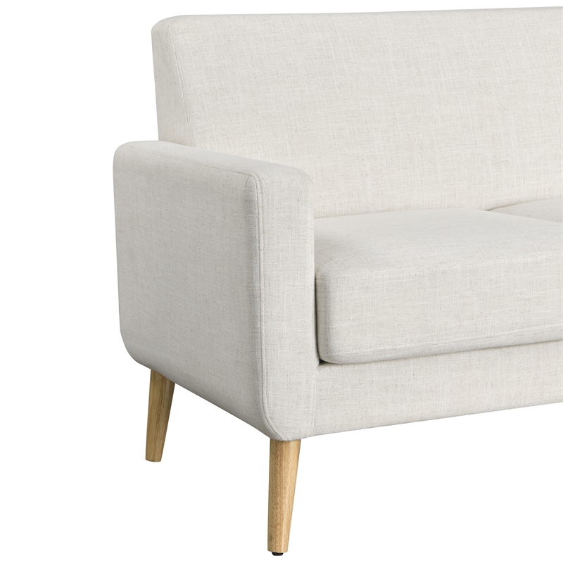Studio Living Solano Bumper Sectional Sofa in Cream Woven Fabric