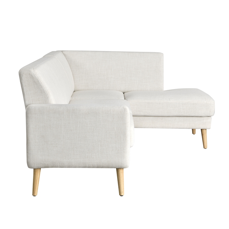 Studio Living Solano Bumper Sectional Sofa in Cream Woven Fabric