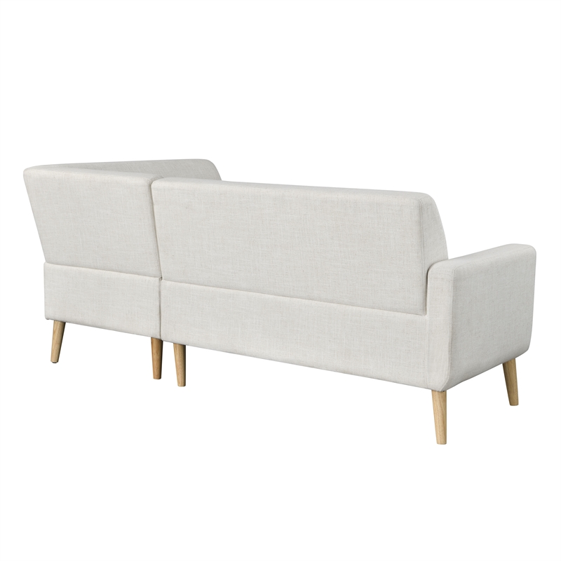 Studio Living Solano Bumper Sectional Sofa in Cream Woven Fabric