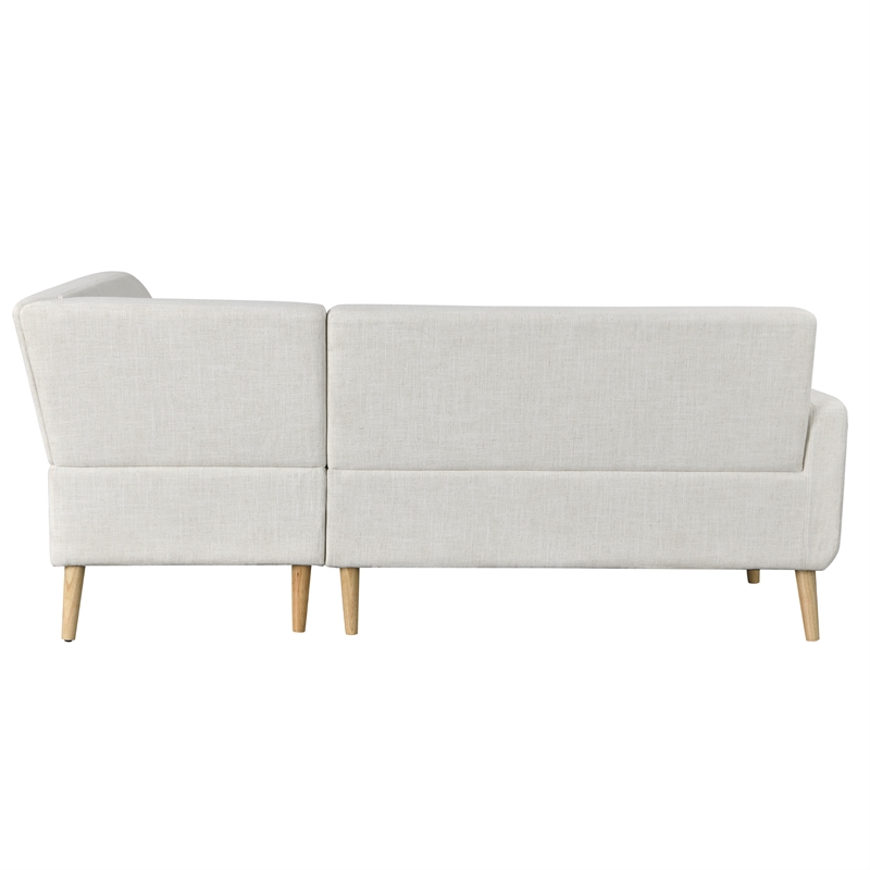 Studio Living Solano Bumper Sectional Sofa in Cream Woven Fabric